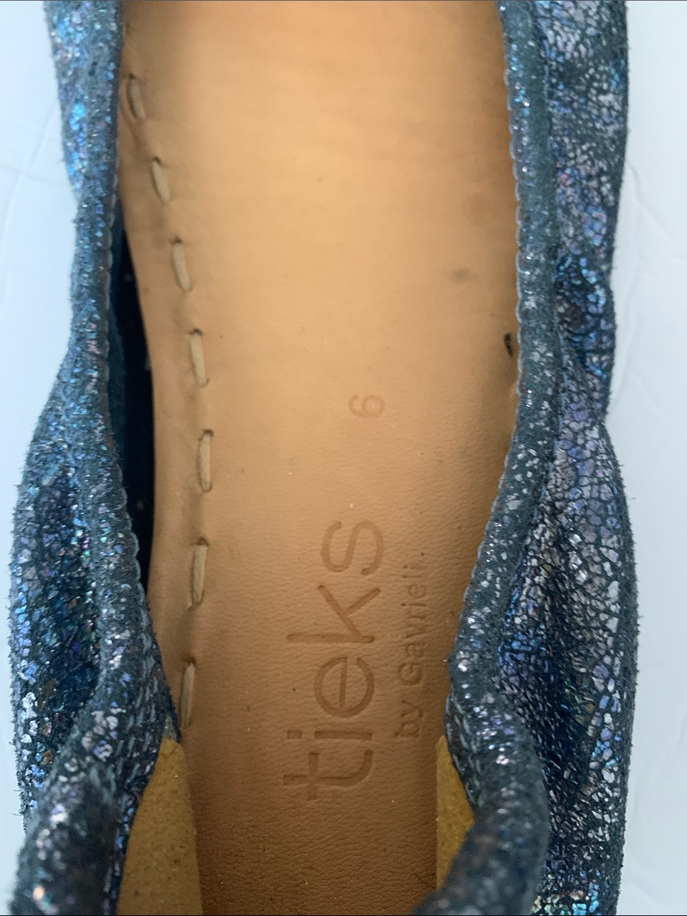 Tieks Women's Iridescent blue Glitter Ballet Flats - Picture 6 of 7
